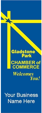 Gladstone Park Chamber of Commerce Welcomes You banner with your business name